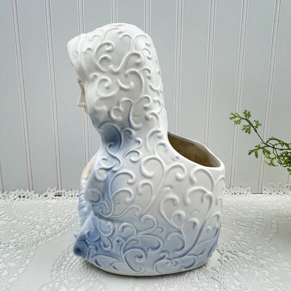 Vintage Samson Import Relpo Porcelain Praying Madonna Planter Blue & White  10" - Picture 2 of 14